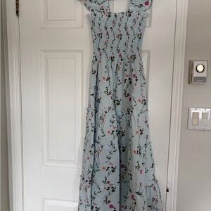 Hill House Light Blue Floral Midi Dress
